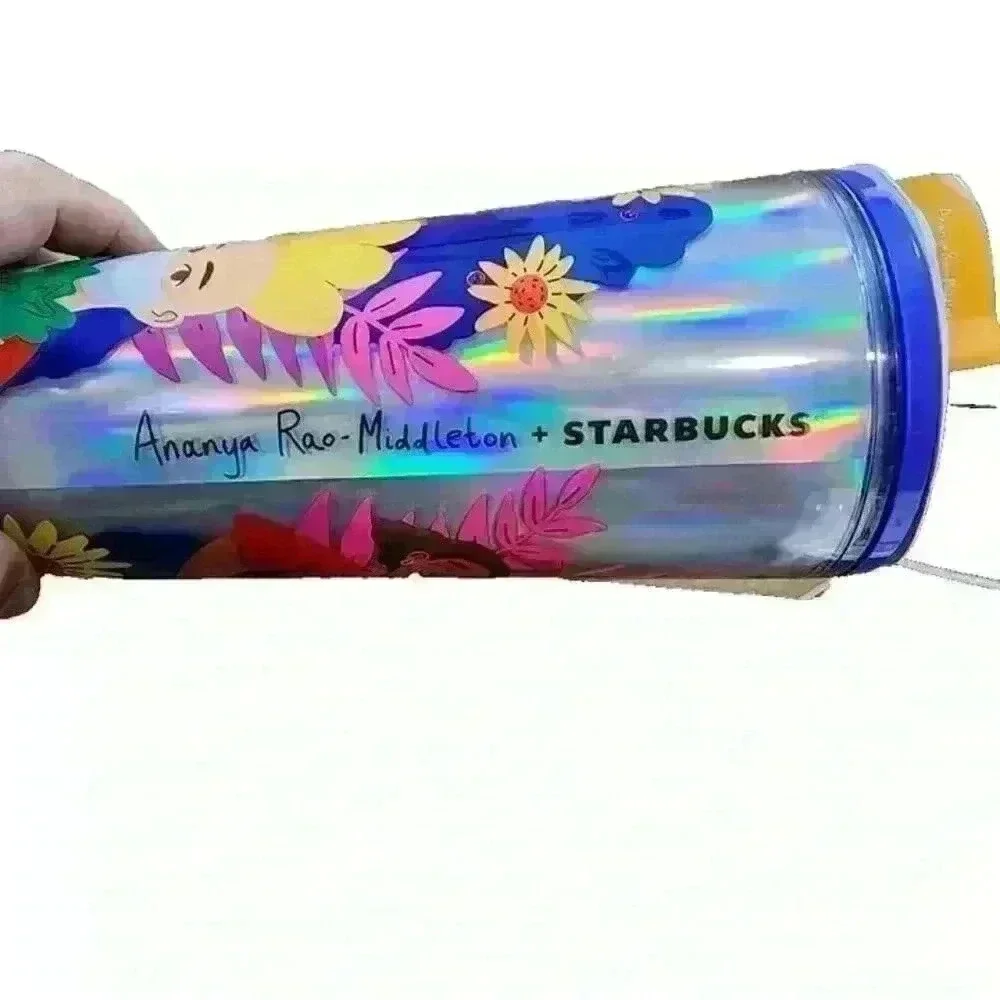 NEW Ananya Rao-Middleton + Starbucks 24 oz Holographic Plastic Insulated Tumbler